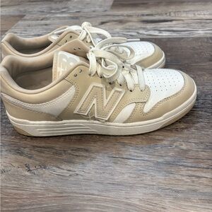 New Balance 480 Tan & White Sneakers, Sz 8